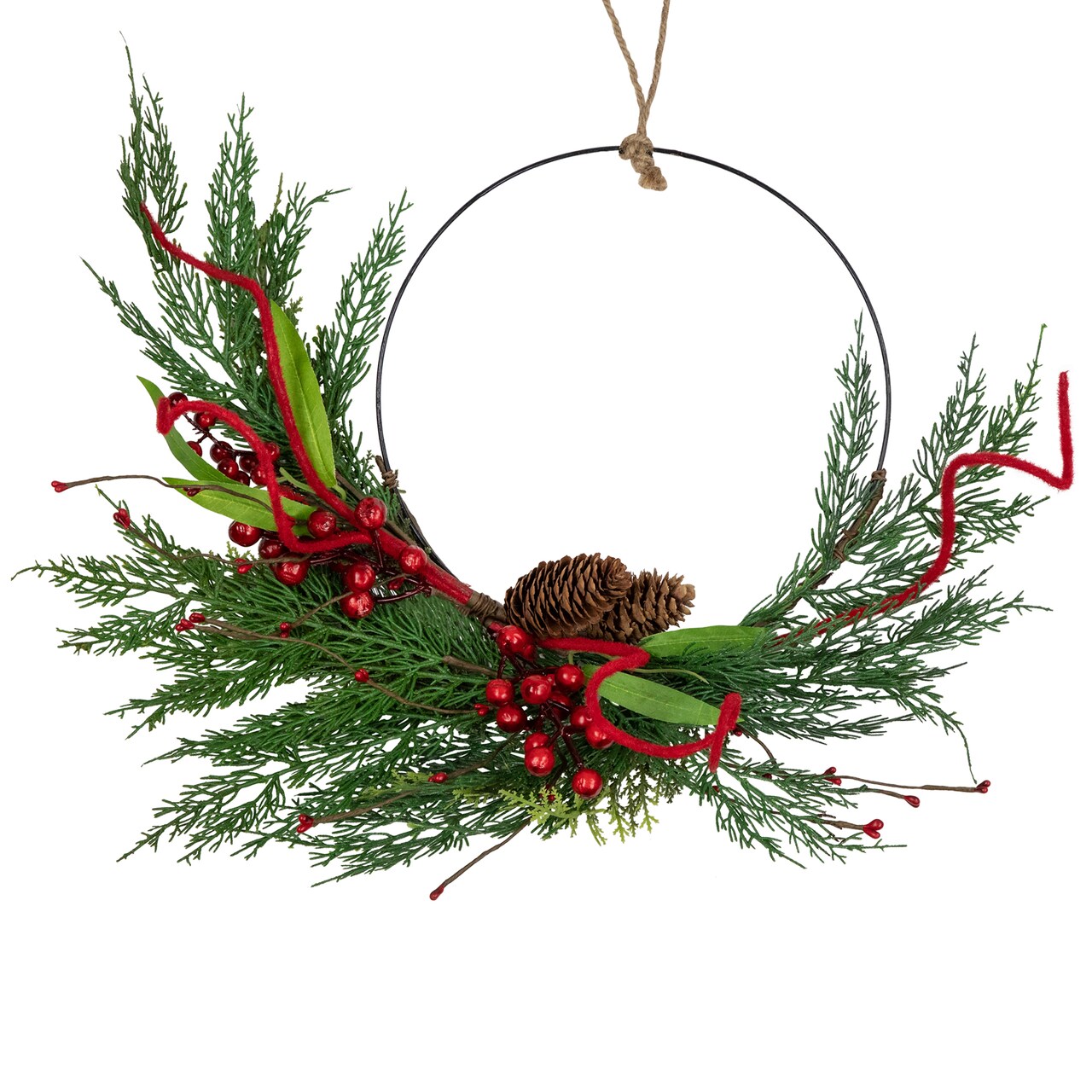 Northlight Real Touch™️ Mixed Greenery and Berries Artificial Christmas Wreath - 18" - Unlit